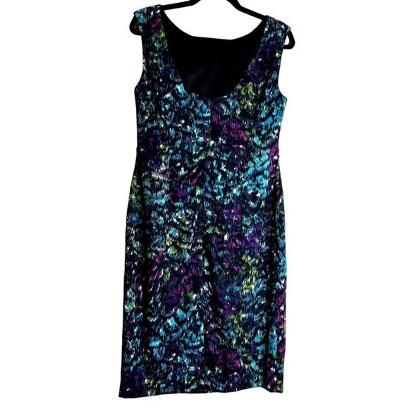 Jones Wear Dress Multicolor Print Boat Neckline Sleeveless Sheath Dress Size 10 - Picture 2 of 7